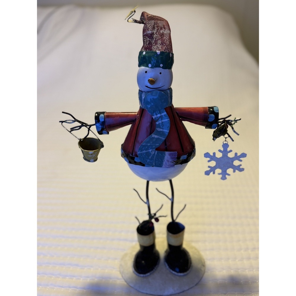 Metal Snowman Christmas Decoration 19" Tall Very Detailed Nantucket *BEAUTIFUL*